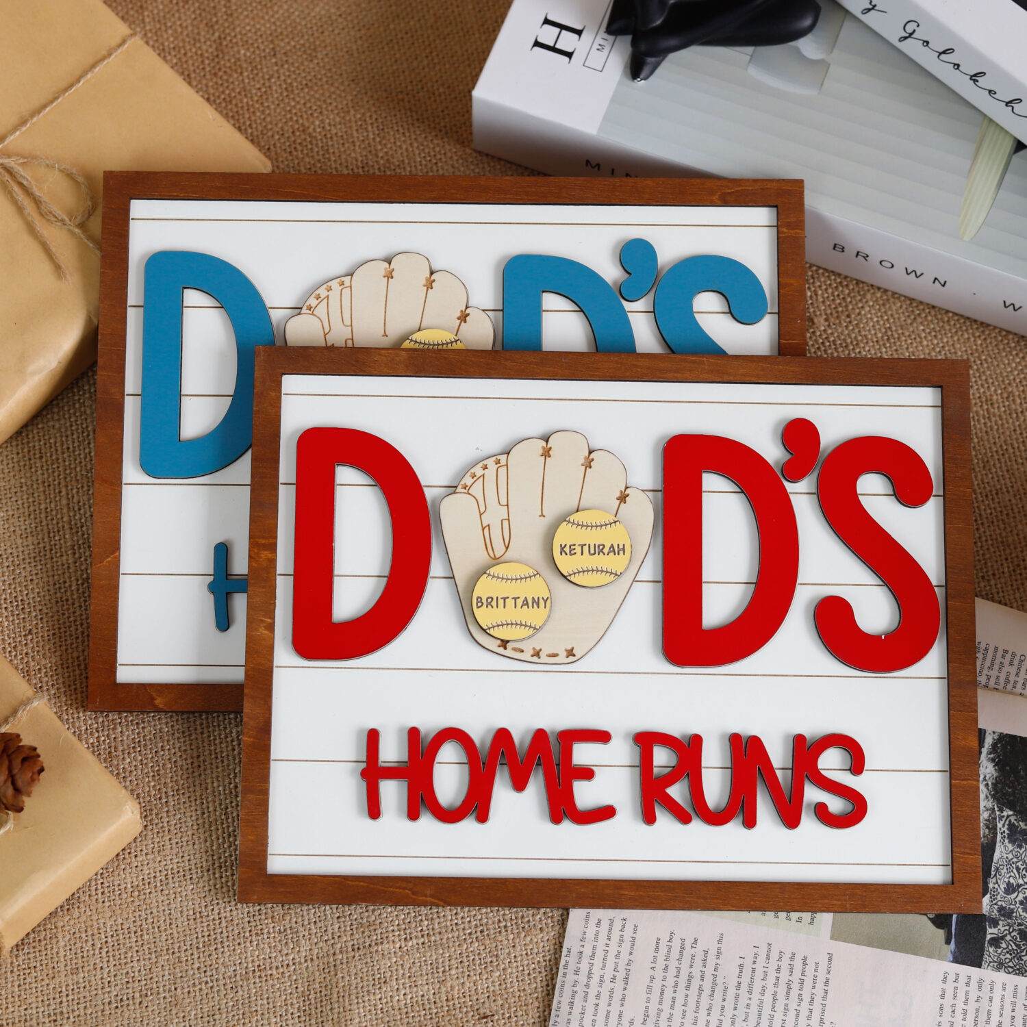 Personalized Baseball Dad’s Home Runs Sign - A Custom Father’s Day Keepsake Gift