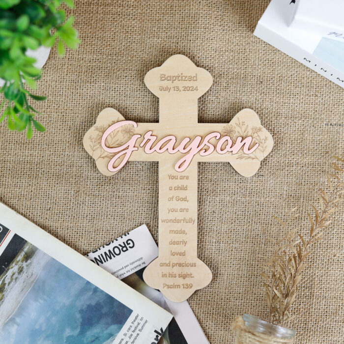 Custom Baptism Wood Cross| Personalized Christian Gift for Kids| Personalized Baptism Cross with Bible Verse| Wooden Baptism Cross for Baby Room - Image 6