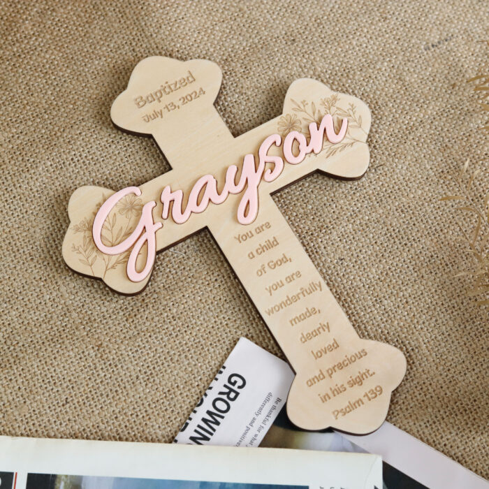 Custom Baptism Wood Cross| Personalized Christian Gift for Kids| Personalized Baptism Cross with Bible Verse| Wooden Baptism Cross for Baby Room - Image 8