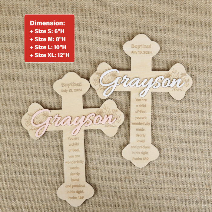 Custom Baptism Wood Cross| Personalized Christian Gift for Kids| Personalized Baptism Cross with Bible Verse| Wooden Baptism Cross for Baby Room - Image 2