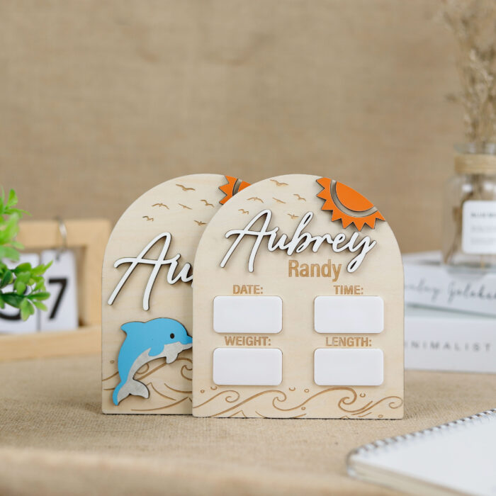Custom 3D Dolphin Name Sign | Baby Name Sign with Dolphin | Personalized Dolphin Baby Room Sign