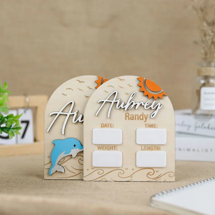 Custom 3D Dolphin Name Sign | Baby Name Sign with Dolphin | Personalized Dolphin Baby Room Sign