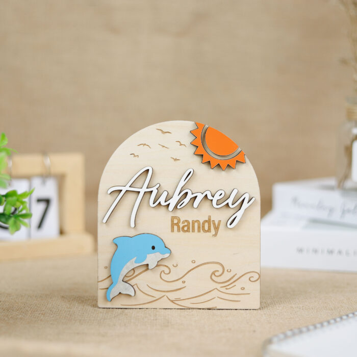 Custom 3D Dolphin Name Sign | Baby Name Sign with Dolphin | Personalized Dolphin Baby Room Sign - Image 6