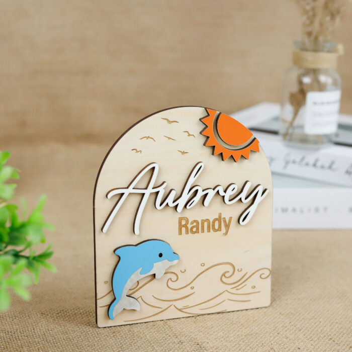 Custom 3D Dolphin Name Sign | Baby Name Sign with Dolphin | Personalized Dolphin Baby Room Sign - Image 7