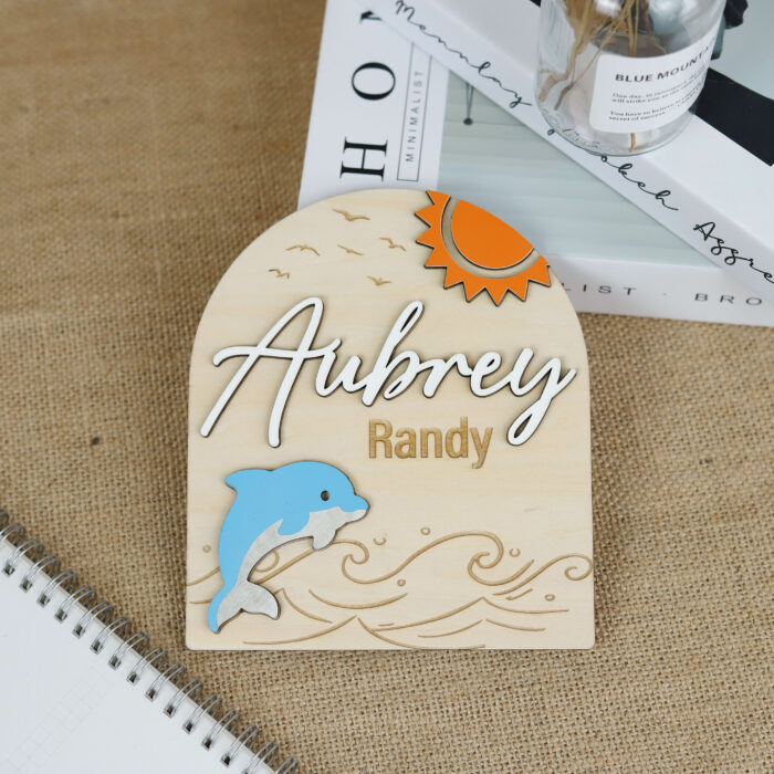 Custom 3D Dolphin Name Sign | Baby Name Sign with Dolphin | Personalized Dolphin Baby Room Sign - Image 8