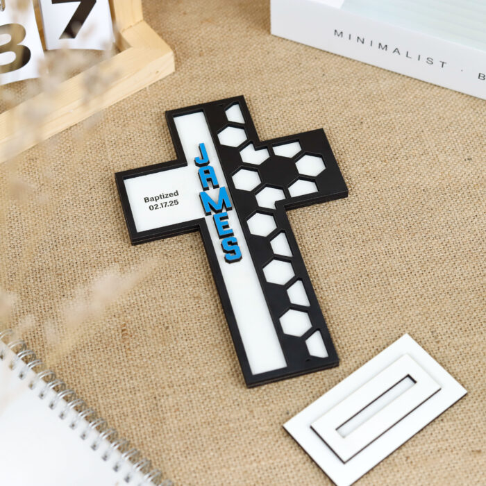 Custom Soccer Baptism Cross | Personalized Christening Cross for Your Little Athlete | Baptism Gift for Baby Boys - Image 7