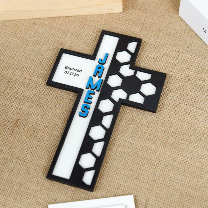 Custom Soccer Baptism Cross | Personalized Christening Cross for Your Little Athlete | Baptism Gift for Baby Boys - Image 8