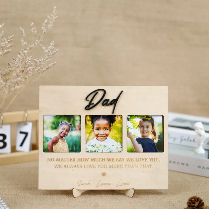Daddy Photo Frame | Custom Triple Photo Frame for Dad | Personalized Frame for Dad