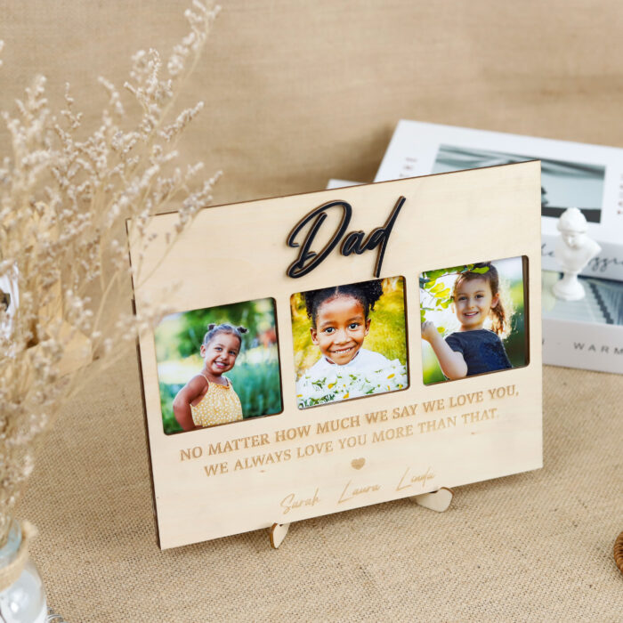 Daddy Photo Frame | Custom Triple Photo Frame for Dad | Personalized Frame for Dad - Image 4