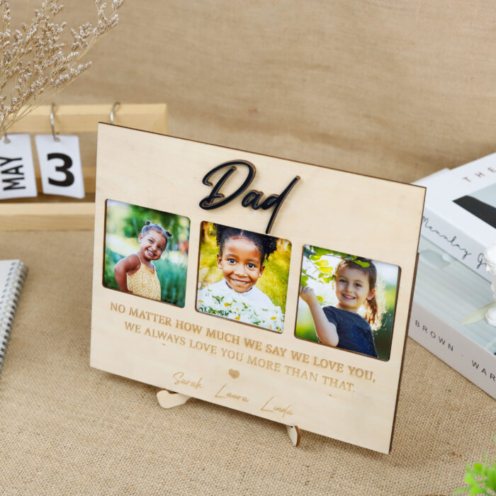 Daddy Photo Frame | Custom Triple Photo Frame for Dad | Personalized Frame for Dad - Image 5