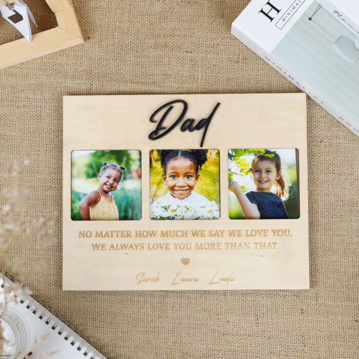 Daddy Photo Frame | Custom Triple Photo Frame for Dad | Personalized Frame for Dad - Image 6