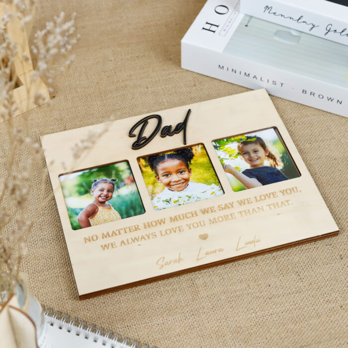 Daddy Photo Frame | Custom Triple Photo Frame for Dad | Personalized Frame for Dad - Image 7