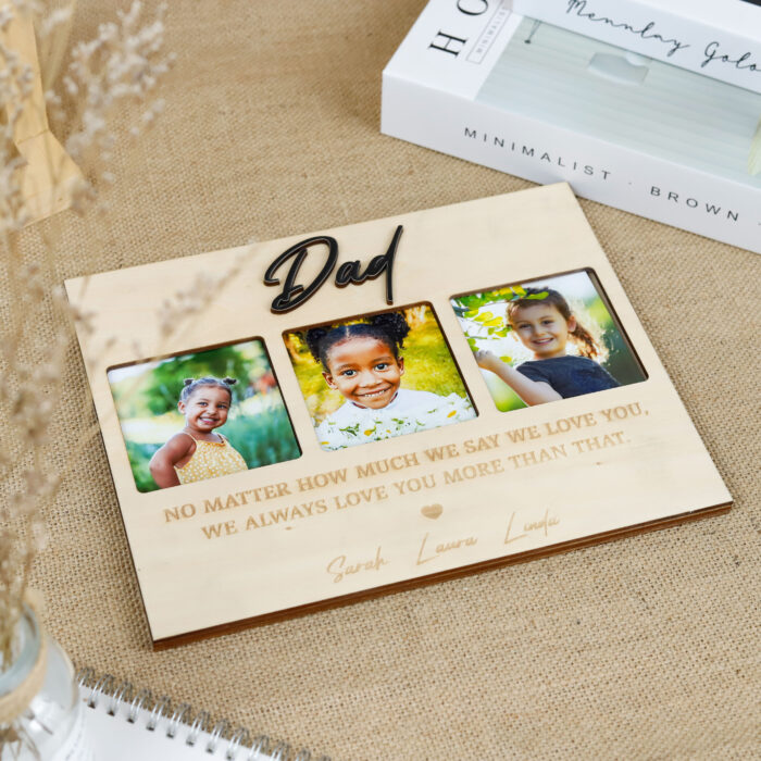 Daddy Photo Frame | Custom Triple Photo Frame for Dad | Personalized Frame for Dad - Image 8