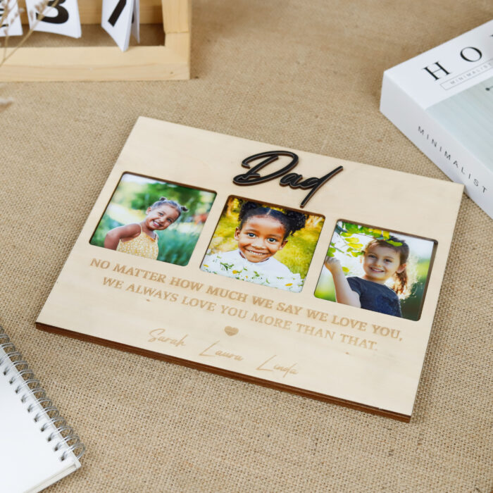 Daddy Photo Frame | Custom Triple Photo Frame for Dad | Personalized Frame for Dad - Image 9