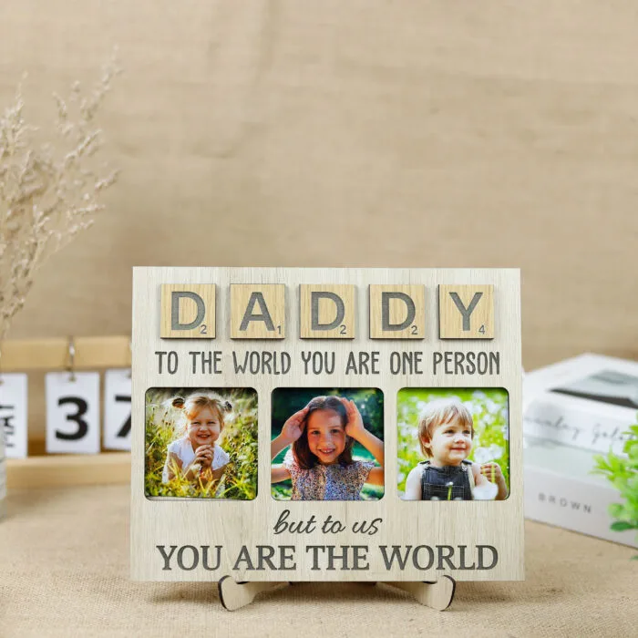 Personalized Scrabble Frame for the World's Best Dad | Daddy’s Memory Keeper | One-of-a-Kind Scrabble Photo Frame for Father’s Day
