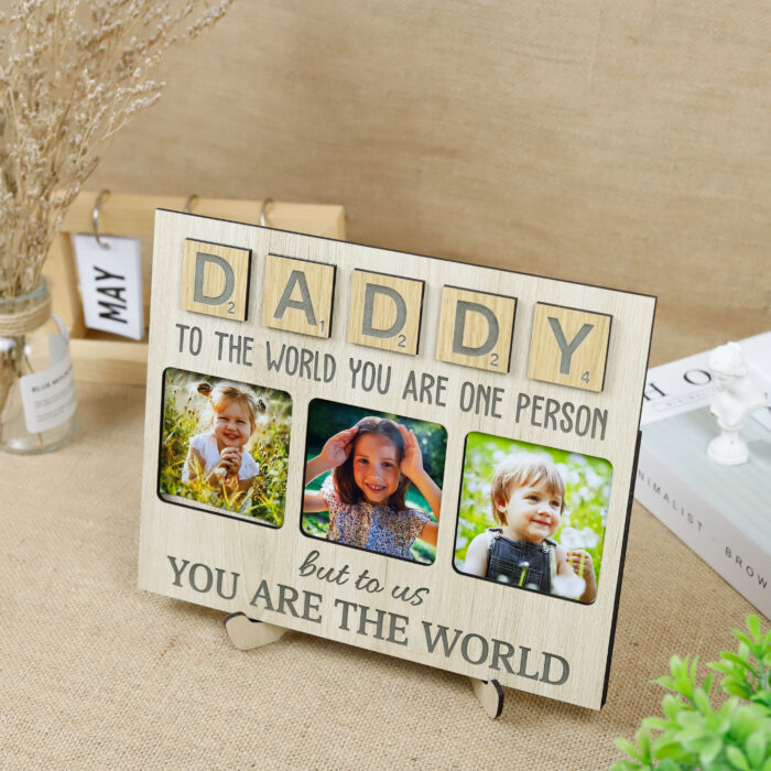 Personalized Scrabble Frame for the World's Best Dad | Daddy’s Memory Keeper | One-of-a-Kind Scrabble Photo Frame for Father’s Day - Image 4