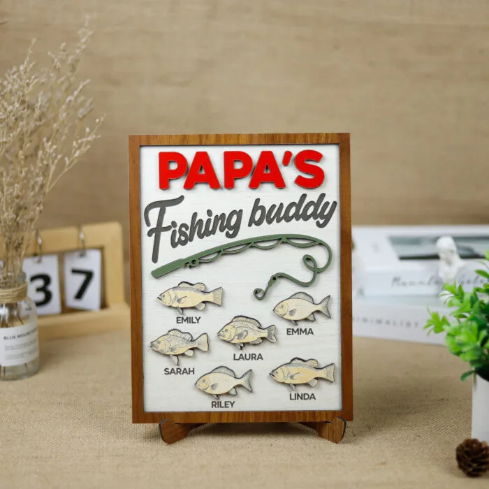 Little Angler’s Name Sign | Personalized Fishing Nursery Decor | Custom Baby Fishing Wood Sign