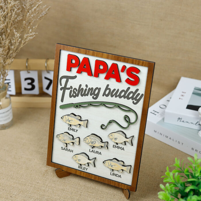 Little Angler’s Name Sign | Personalized Fishing Nursery Decor | Custom Baby Fishing Wood Sign - Image 4