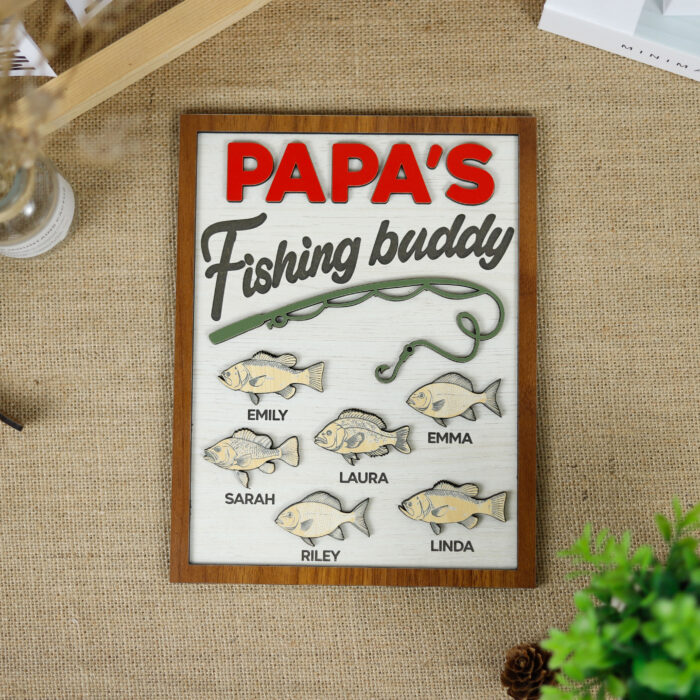 Little Angler’s Name Sign | Personalized Fishing Nursery Decor | Custom Baby Fishing Wood Sign - Image 5