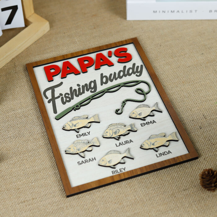 Little Angler’s Name Sign | Personalized Fishing Nursery Decor | Custom Baby Fishing Wood Sign - Image 7