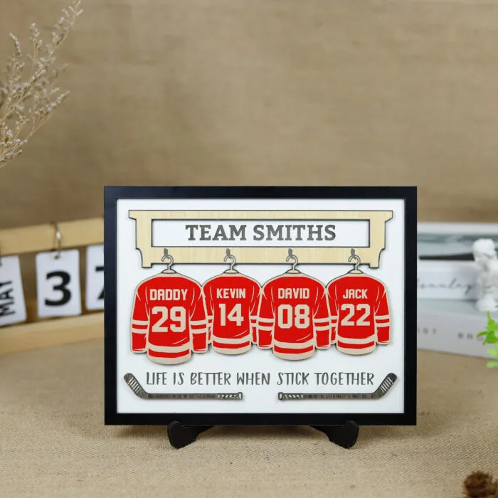 Custom Hockey Family Sign | Engraved Ice Hockey Plaque | Personalized Family Hockey Sign