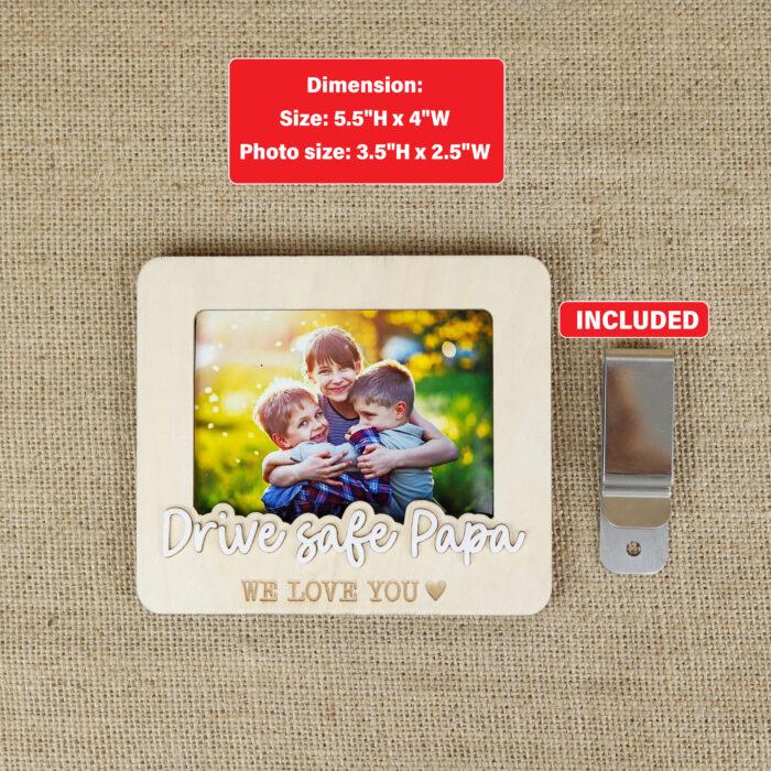 Personalized Car Visor Photo Clip | Custom Pewter Drive Safe Clip | Custom Pewter Drive Safe Clip - Image 2