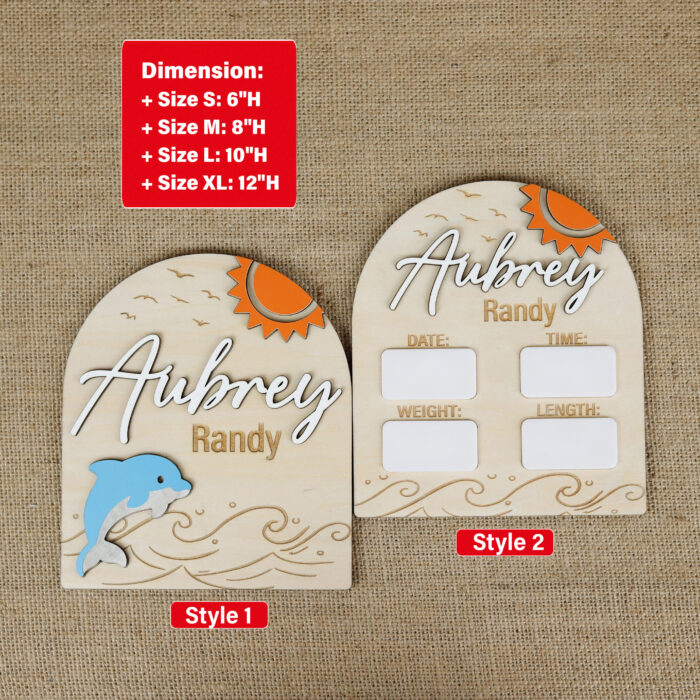 Custom 3D Dolphin Name Sign | Baby Name Sign with Dolphin | Personalized Dolphin Baby Room Sign - Image 2