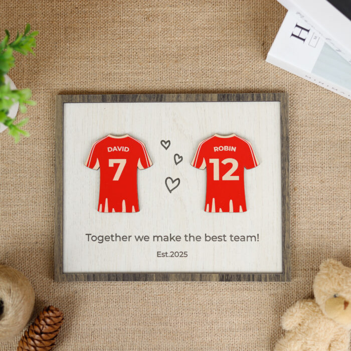Personalized Football Couple Sign | Custom Jersey Name Sign for Couples | Football Shirt Sign with Names - Image 10
