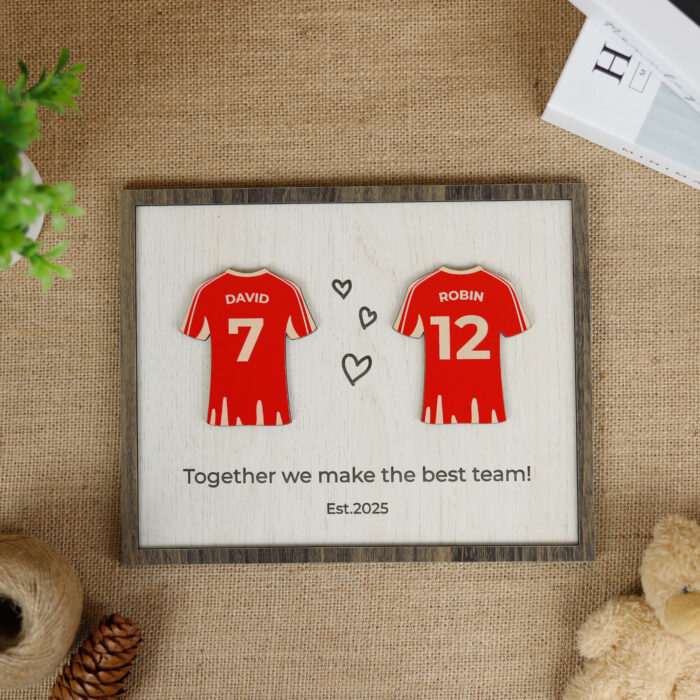 Personalized Football Couple Sign | Custom Jersey Name Sign for Couples | Football Shirt Sign with Names - Image 9