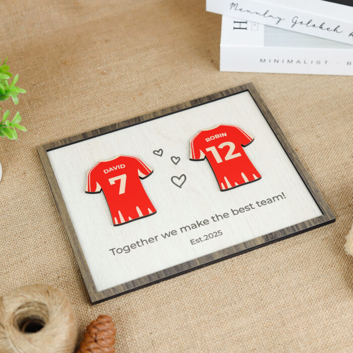 Personalized Football Couple Sign | Custom Jersey Name Sign for Couples | Football Shirt Sign with Names - Image 8