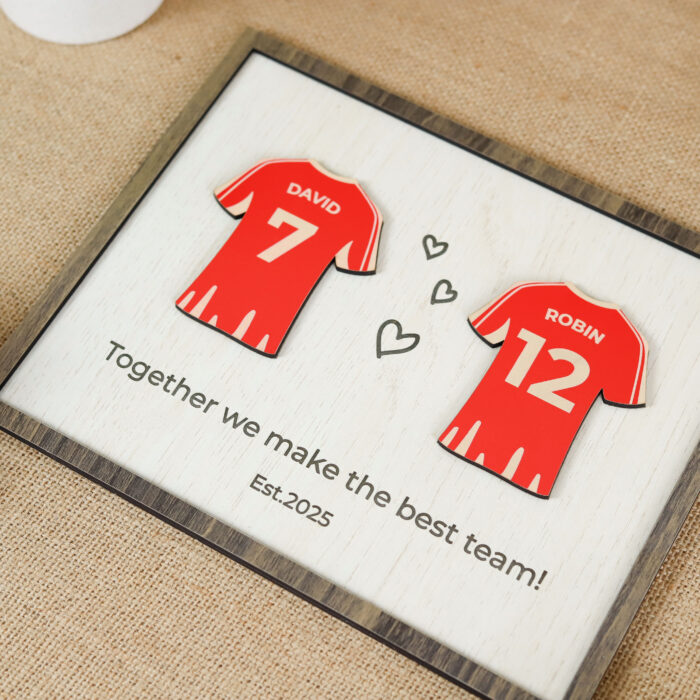 Personalized Football Couple Sign | Custom Jersey Name Sign for Couples | Football Shirt Sign with Names - Image 7
