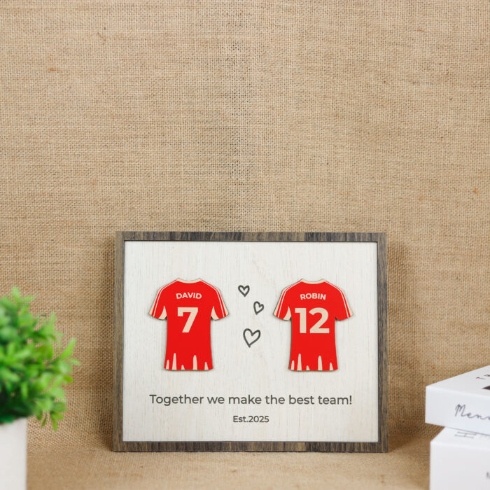 Personalized Football Couple Sign | Custom Jersey Name Sign for Couples | Football Shirt Sign with Names - Image 6