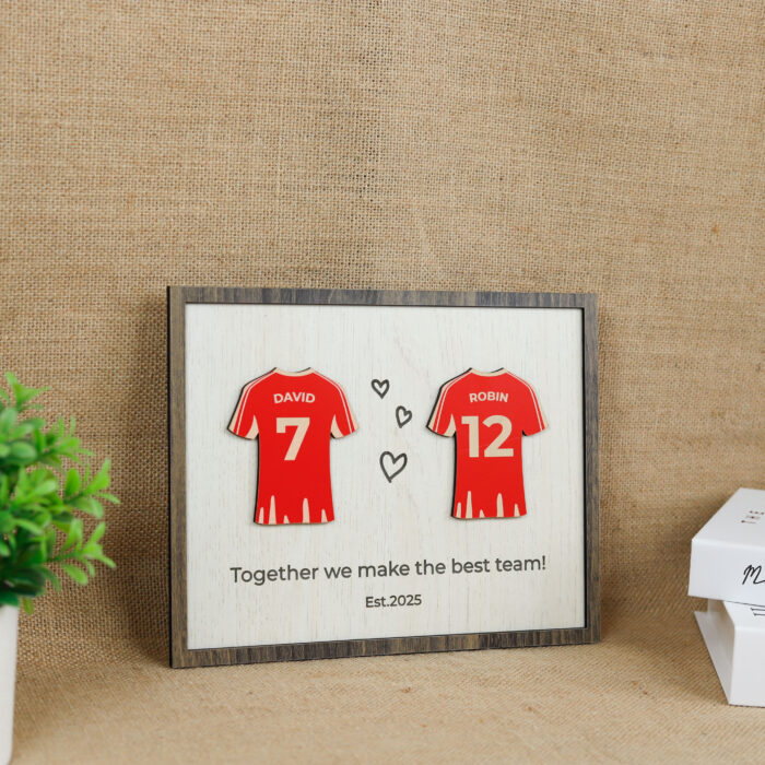Personalized Football Couple Sign | Custom Jersey Name Sign for Couples | Football Shirt Sign with Names - Image 5