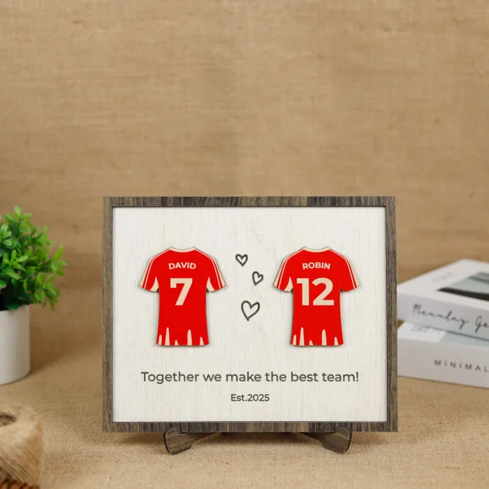 Personalized Football Couple Sign | Custom Jersey Name Sign for Couples | Football Shirt Sign with Names