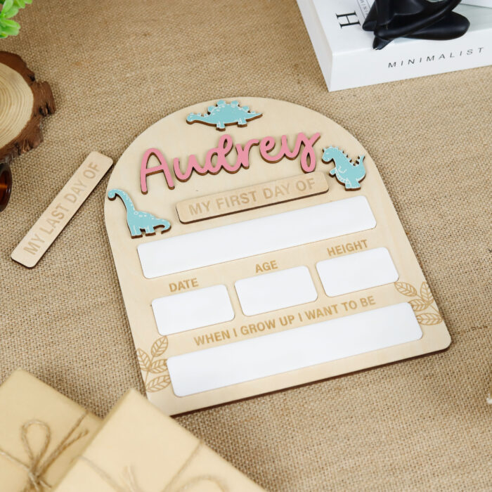 Personalized Dinosaur School Board for Kids |  Reusable Chalkboard for Fun Photos | Custom Dino Board with Name & Grade - Image 6