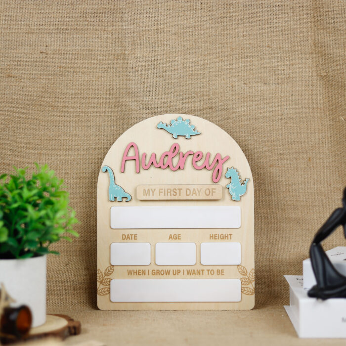 Personalized Dinosaur School Board for Kids |  Reusable Chalkboard for Fun Photos | Custom Dino Board with Name & Grade - Image 9