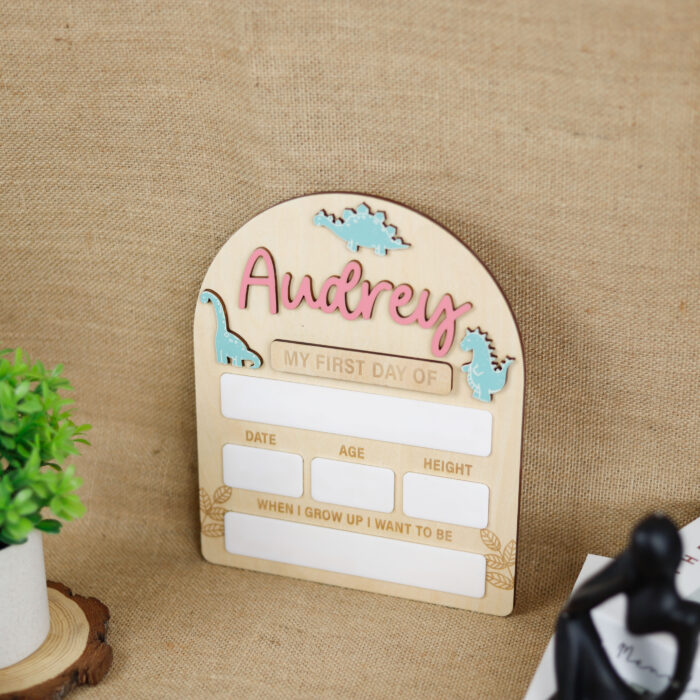 Personalized Dinosaur School Board for Kids |  Reusable Chalkboard for Fun Photos | Custom Dino Board with Name & Grade - Image 10