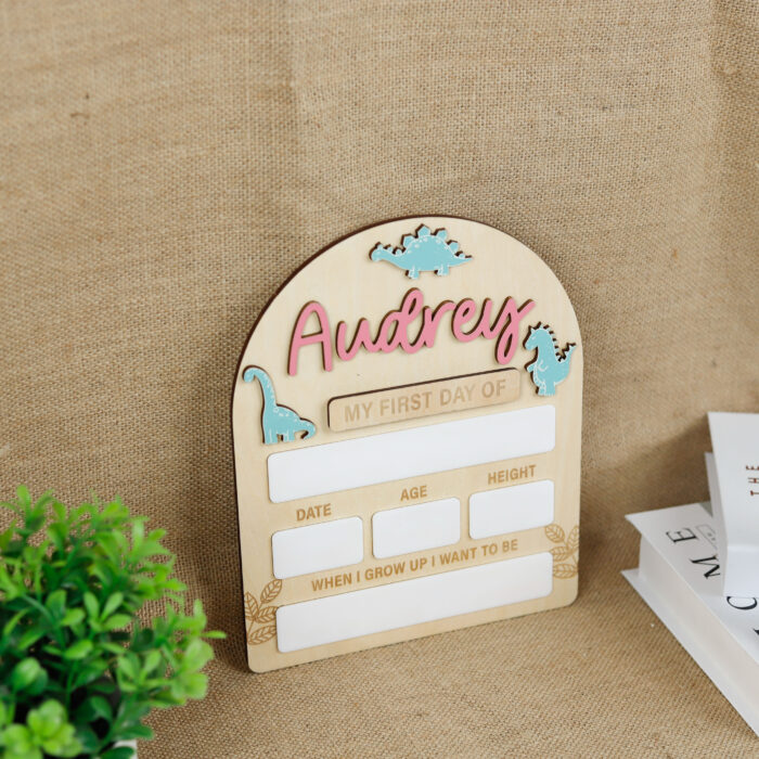 Personalized Dinosaur School Board for Kids |  Reusable Chalkboard for Fun Photos | Custom Dino Board with Name & Grade - Image 12