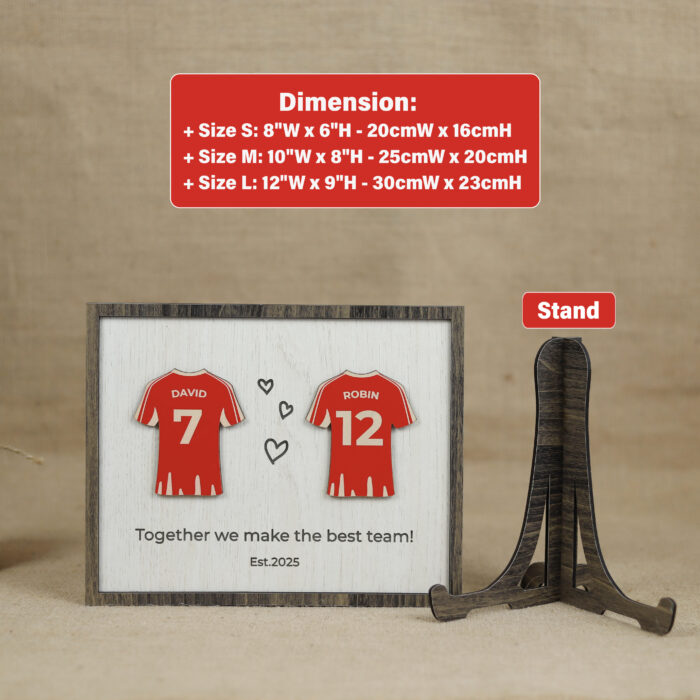 Personalized Football Couple Sign | Custom Jersey Name Sign for Couples | Football Shirt Sign with Names - Image 2