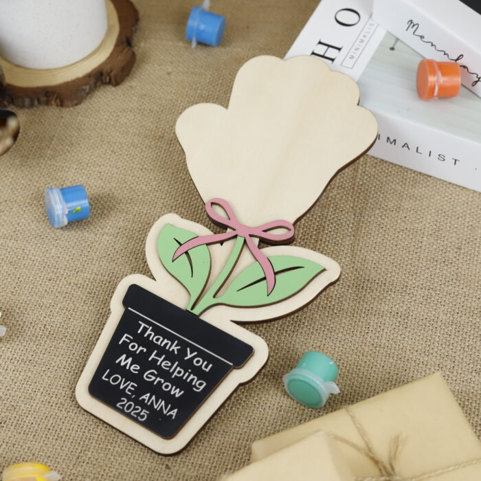 Personalized Thank You Craft from Kids | Custom Teacher Appreciation Art | Heartfelt Handprint Craft for Teachers - Image 5