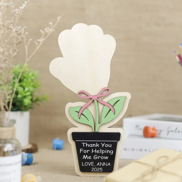 Personalized Thank You Craft from Kids | Custom Teacher Appreciation Art | Heartfelt Handprint Craft for Teachers