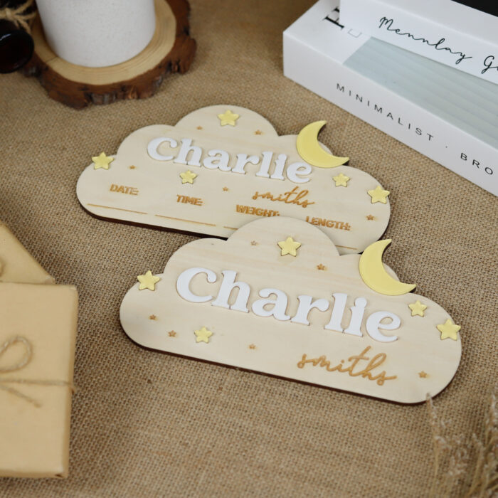 Personalized Celestial Baby Nursery Decor | Custom Moon & Stars Baby Name Plaque | Personalized Star Name Sign for Babies - Image 4