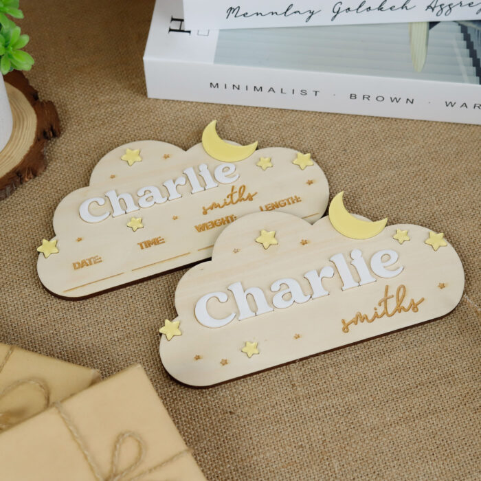 Personalized Celestial Baby Nursery Decor | Custom Moon & Stars Baby Name Plaque | Personalized Star Name Sign for Babies - Image 5