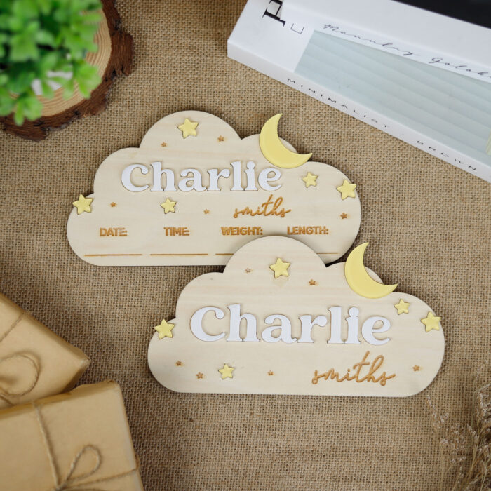 Personalized Celestial Baby Nursery Decor | Custom Moon & Stars Baby Name Plaque | Personalized Star Name Sign for Babies - Image 6