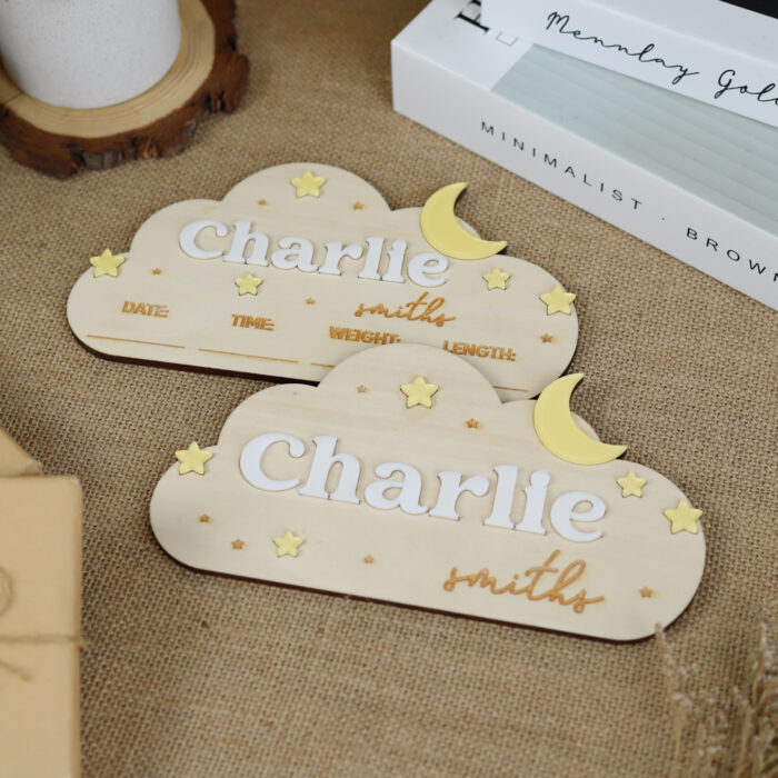 Personalized Celestial Baby Nursery Decor | Custom Moon & Stars Baby Name Plaque | Personalized Star Name Sign for Babies - Image 7
