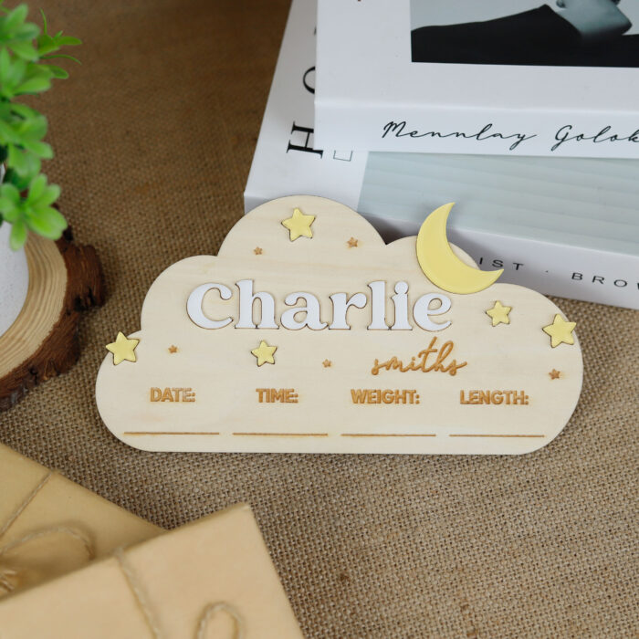 Personalized Celestial Baby Nursery Decor | Custom Moon & Stars Baby Name Plaque | Personalized Star Name Sign for Babies - Image 8