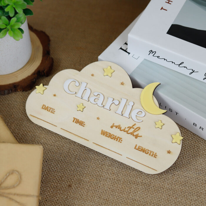 Personalized Celestial Baby Nursery Decor | Custom Moon & Stars Baby Name Plaque | Personalized Star Name Sign for Babies - Image 9