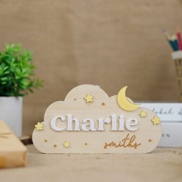 Personalized Celestial Baby Nursery Decor | Custom Moon & Stars Baby Name Plaque | Personalized Star Name Sign for Babies - Image 11