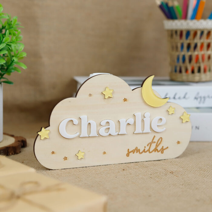 Personalized Celestial Baby Nursery Decor | Custom Moon & Stars Baby Name Plaque | Personalized Star Name Sign for Babies - Image 12