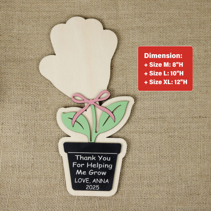 Personalized Thank You Craft from Kids | Custom Teacher Appreciation Art | Heartfelt Handprint Craft for Teachers - Image 2